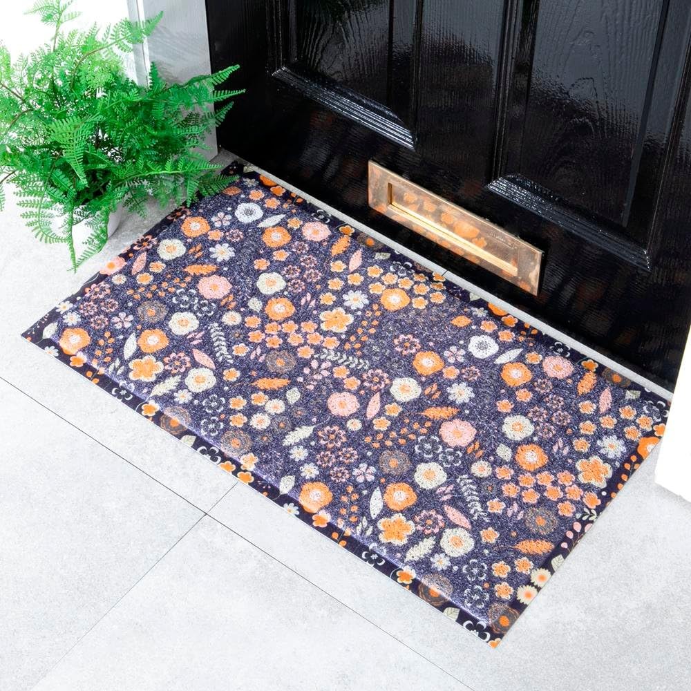 Artsy Mats Purple Flower Pattern Indoor & Outdoor Door Mat - Incredibly & Weatherproof Doormats - Non Slip Mat, (70x40 cm) — image 1