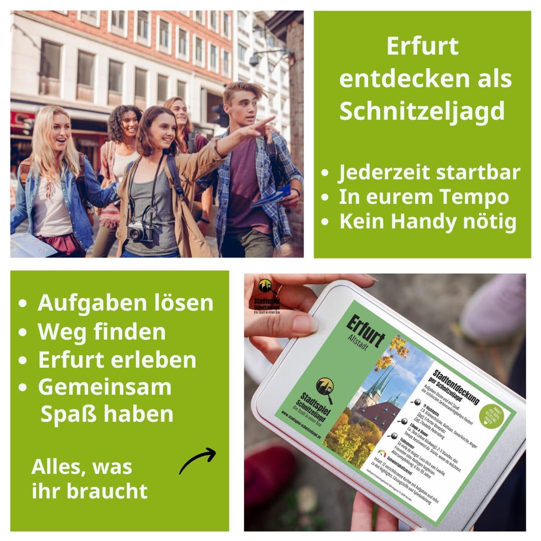 Stadtspiel Schnitzeljagd Erfurt Altstadt - Entdeckertour | Stadtrallye für Touristen & Einheimische