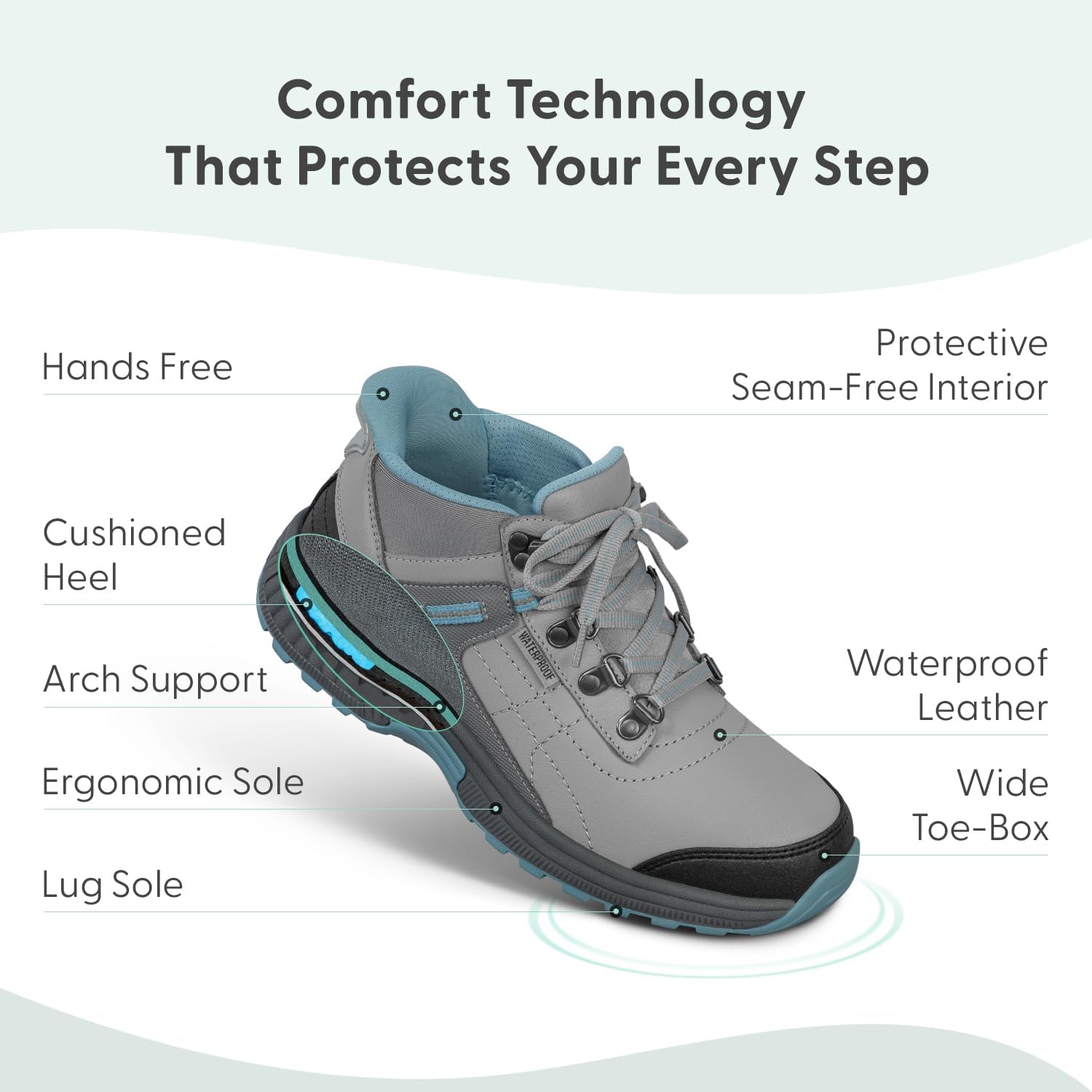 Orthofeet Women's Orthopedic Carmel Hands-Free Waterproof Hiking Boot