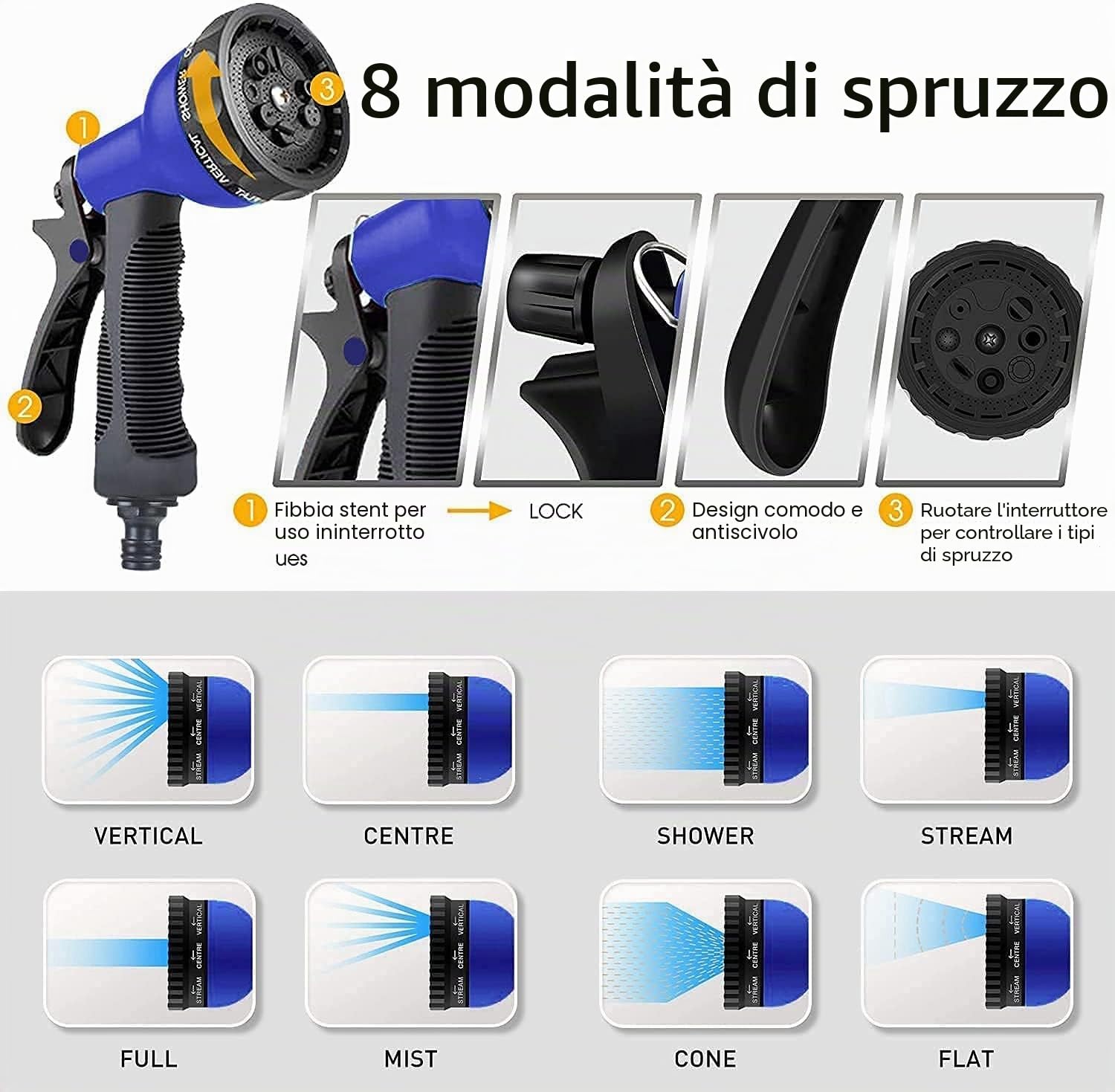 Yiting Tubo da Giardino Espandibile, 7.5m/15m/30m/37.5m Tubo Espandibile, Tubi Tubo con 1/2'' &3/4'' Raccordi, Pistola, Hose-Tubo Flessibile con la Pressione dell'Acqua