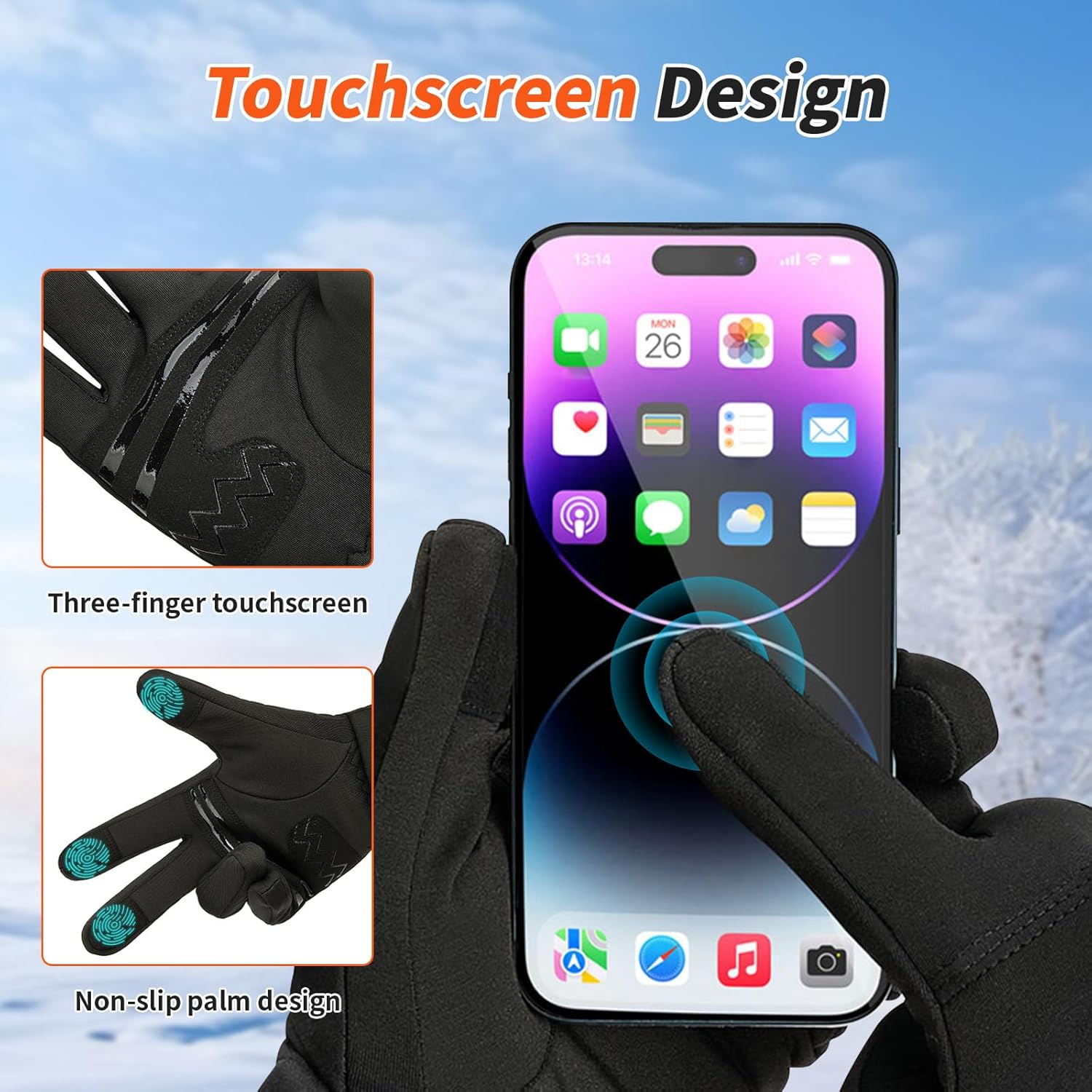 Heated Gloves for Men Women, Thin Electric Glove with Rechargeable Battery, Hand Warmer for Riding Skiing Skating Hiking