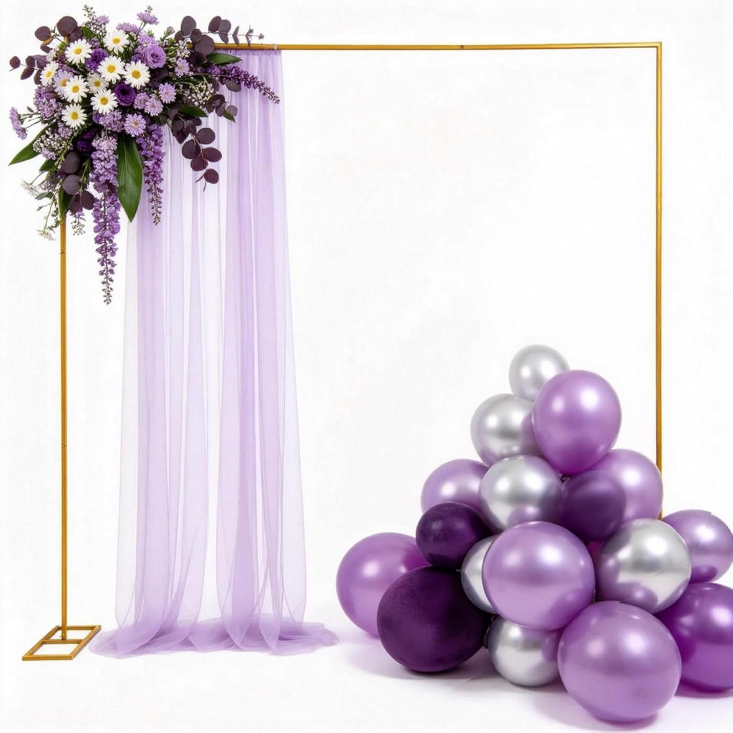 10x10 FT Backdrop Stand Heavy Duty, Wedding Arch Stand with Base, Metal Backdrop Stand, Gold Arch Frame, Party Arch for Garden,Birthday, Photo Booth, Ceremony, 22 Lbs Load Capacity