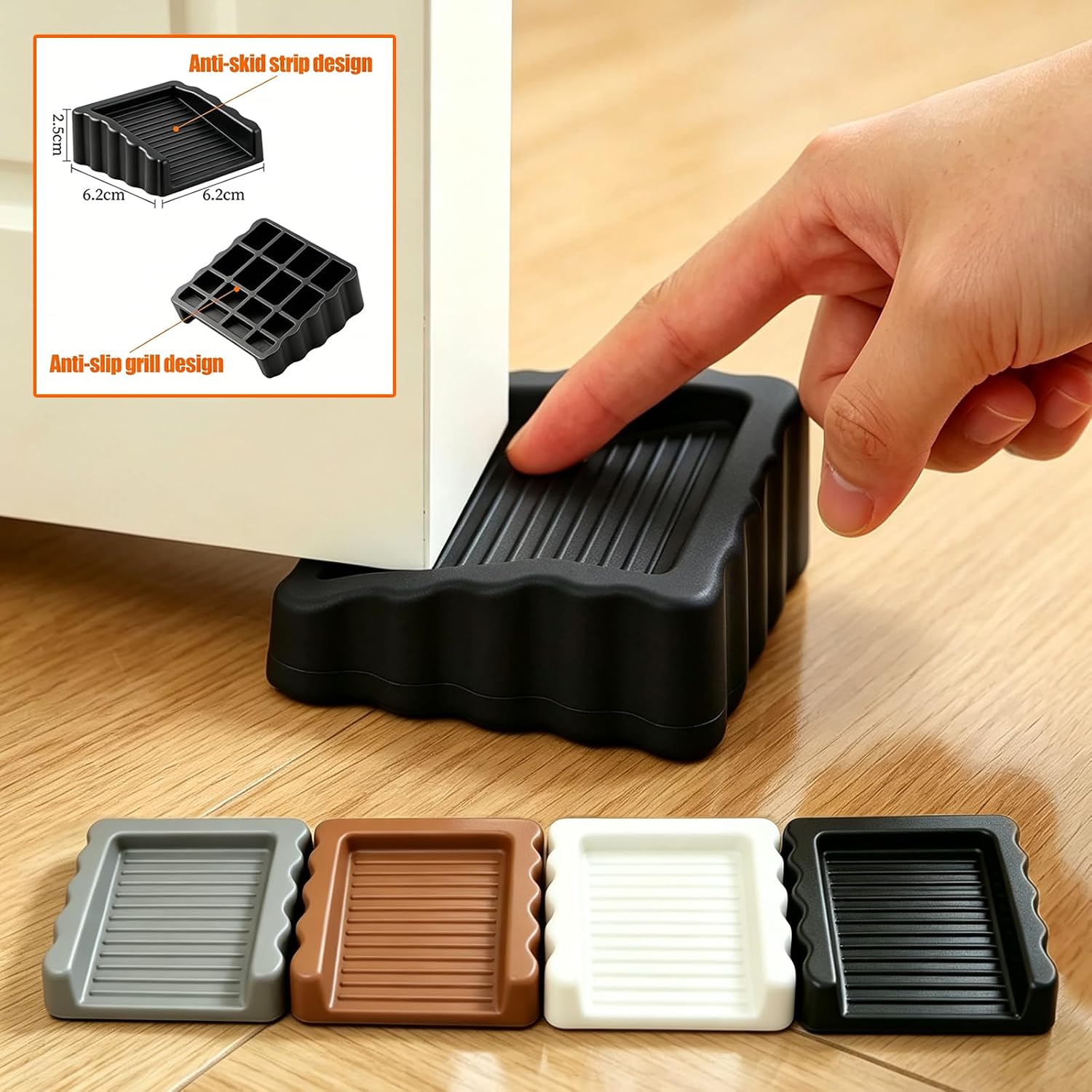 Rubber Door Stoppers Wedge,Bidirectional Door Stops,Small Size Cube Doorstop,Black，2Pack image 2