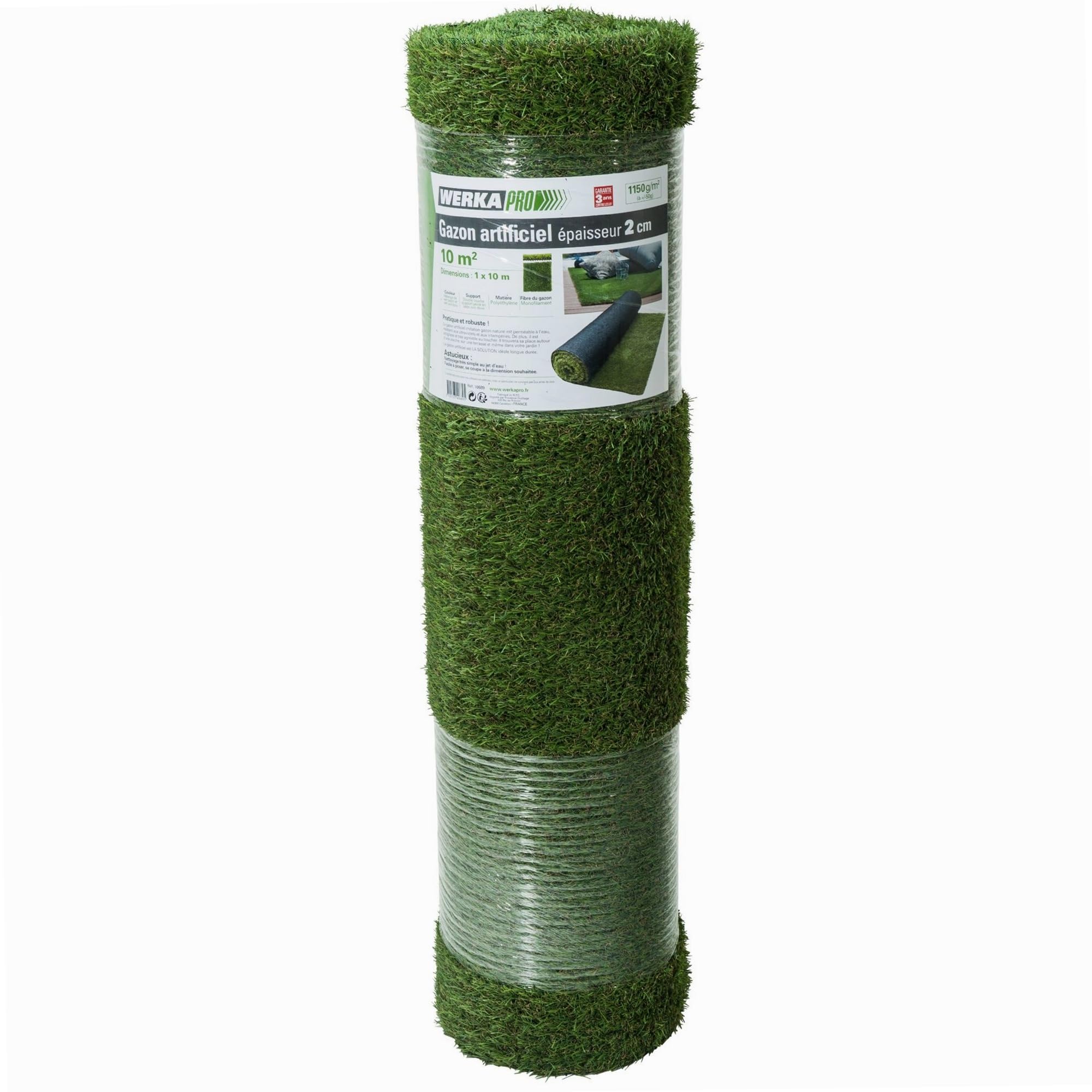 Werkapro Erba artificiale, spessore 2 cm, 1 x 10 m o 10 m², verde