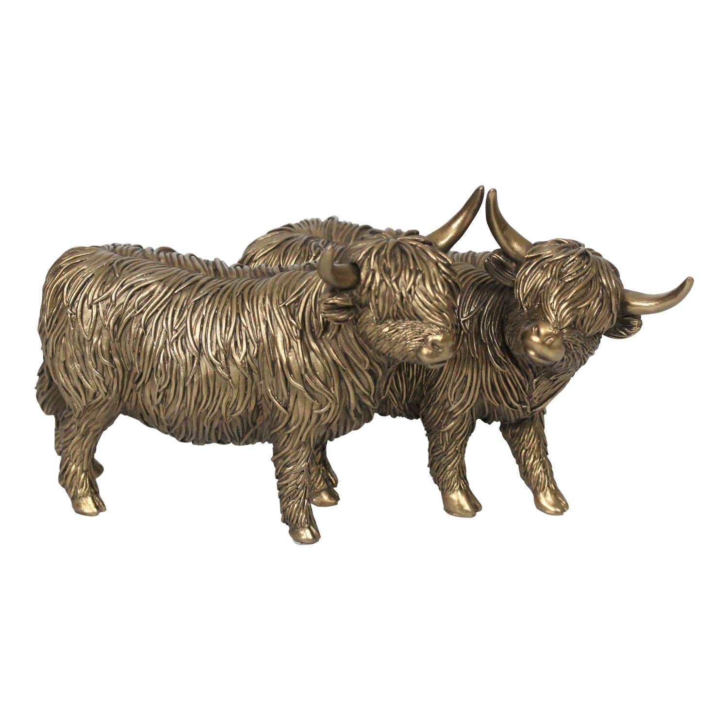 Large 25cm Leonardo Bronzed Highland Cows ornament sculpture figurine gift boxed
