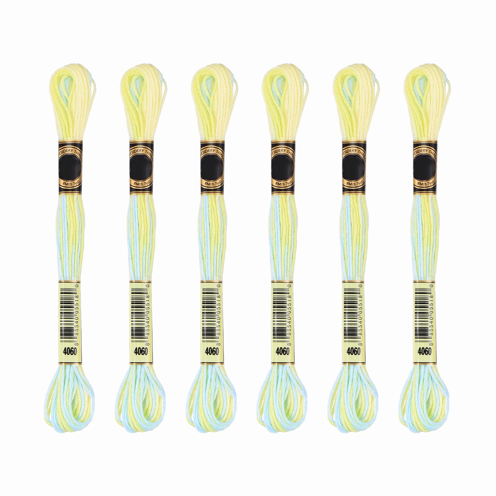 PATIKIL 6 Skeins Embroidery Floss, Gradient Colors Polyester Embroidery Threads Bracelets String for Cross-Stitch Hand Embroidery, Light Yellow Green — image 1