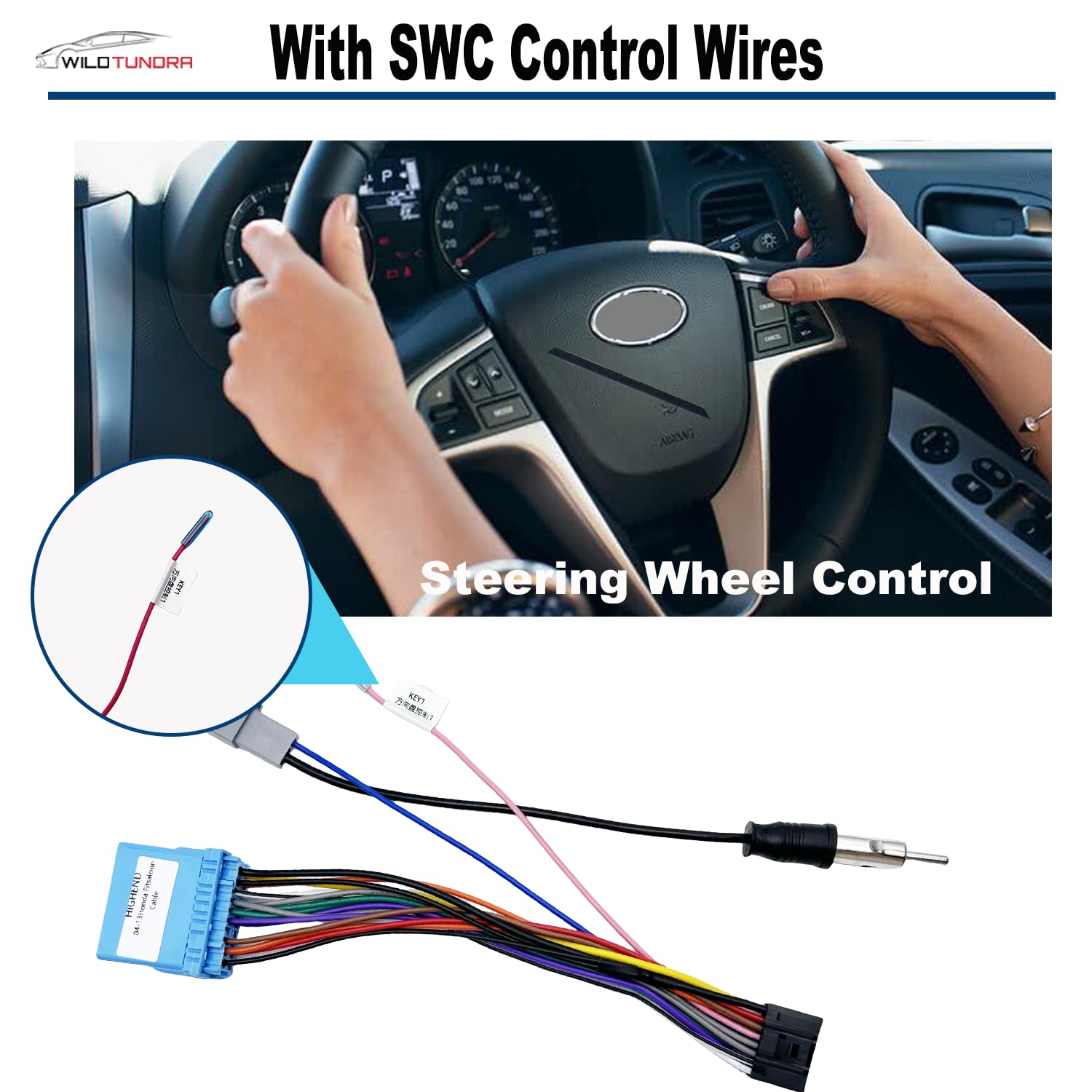 Adaptador de arnés de radio ISO de 16 pines para Honda 1998-20011 Acura 1999-2008 Suzuki 2002-2013, arnés de cableado estéreo de coche Android de 16 pines con cable de antena inversa SWC para Accord