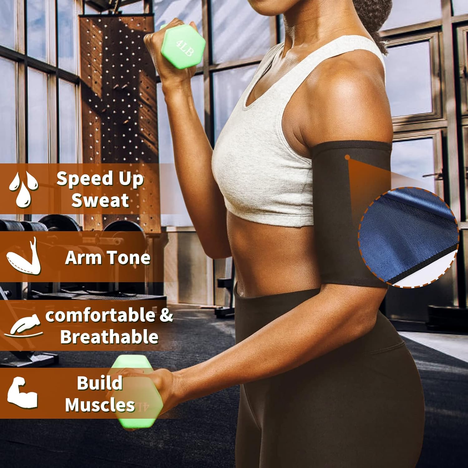 Women's Arm Trimmers Compression Sleeve Sweat Bands Slimmers for Workout Sport - Image 3