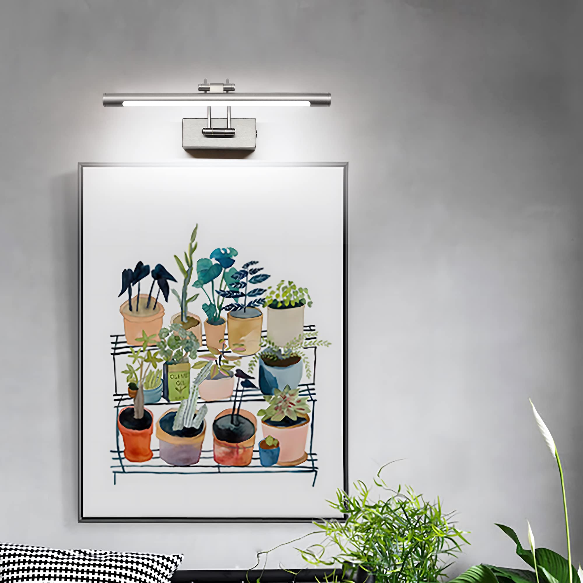 MantoLite Dimmbar Bild Wandleuchte 8w Nickel 40cm LED Badspiegel mit Drehbarem Lampenkopf 3000K/4500K/6000K