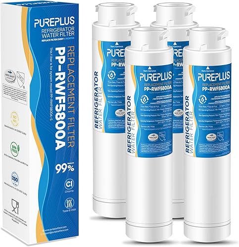 PUREPLUS Filtro de agua para refrigerador, compatible con Frigidaire EPTWFU01, EWF02, Pure Source Ultra II, paquete de 4