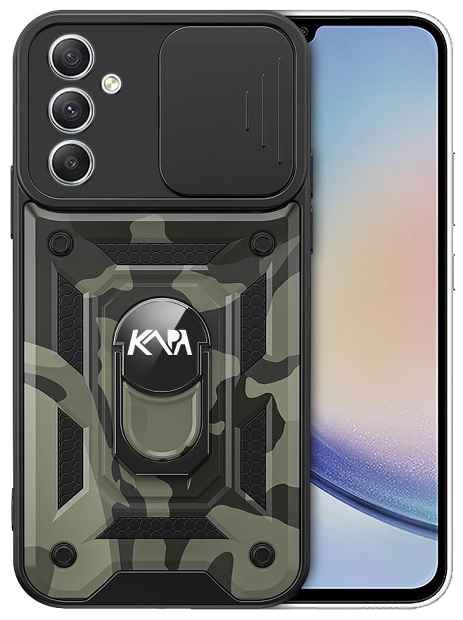 Kapa Tank Back Cover for Samsung Galaxy A54 (5G) | Inbuilt Ring + Slider Shockproof Lens Protection Case (Black) (B0C9Y62TZ2) Amazon Price History, Amazon Price Tracker