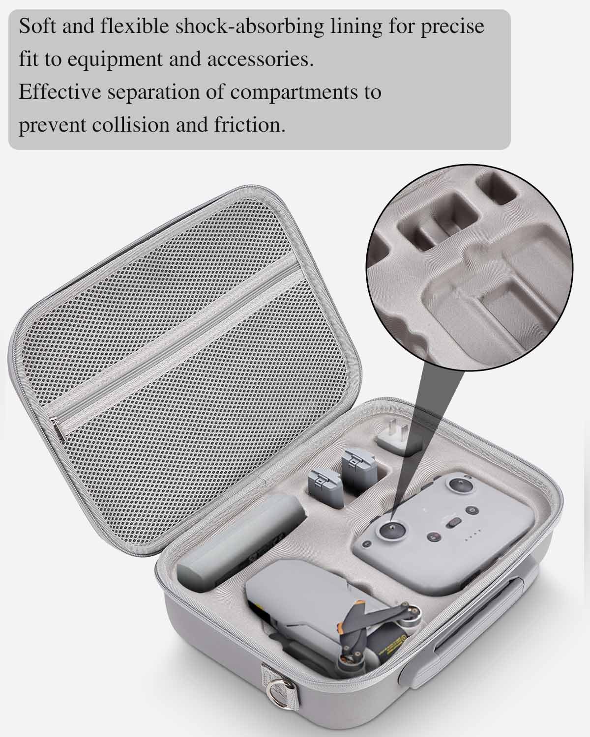 Étui pour DJI Mini 4K/2 SE, Sac de Transport Portable, Case Rigide Étanche pour DJI Mini 4K, Radiocommande RC-N1C et Accessoires, Gris