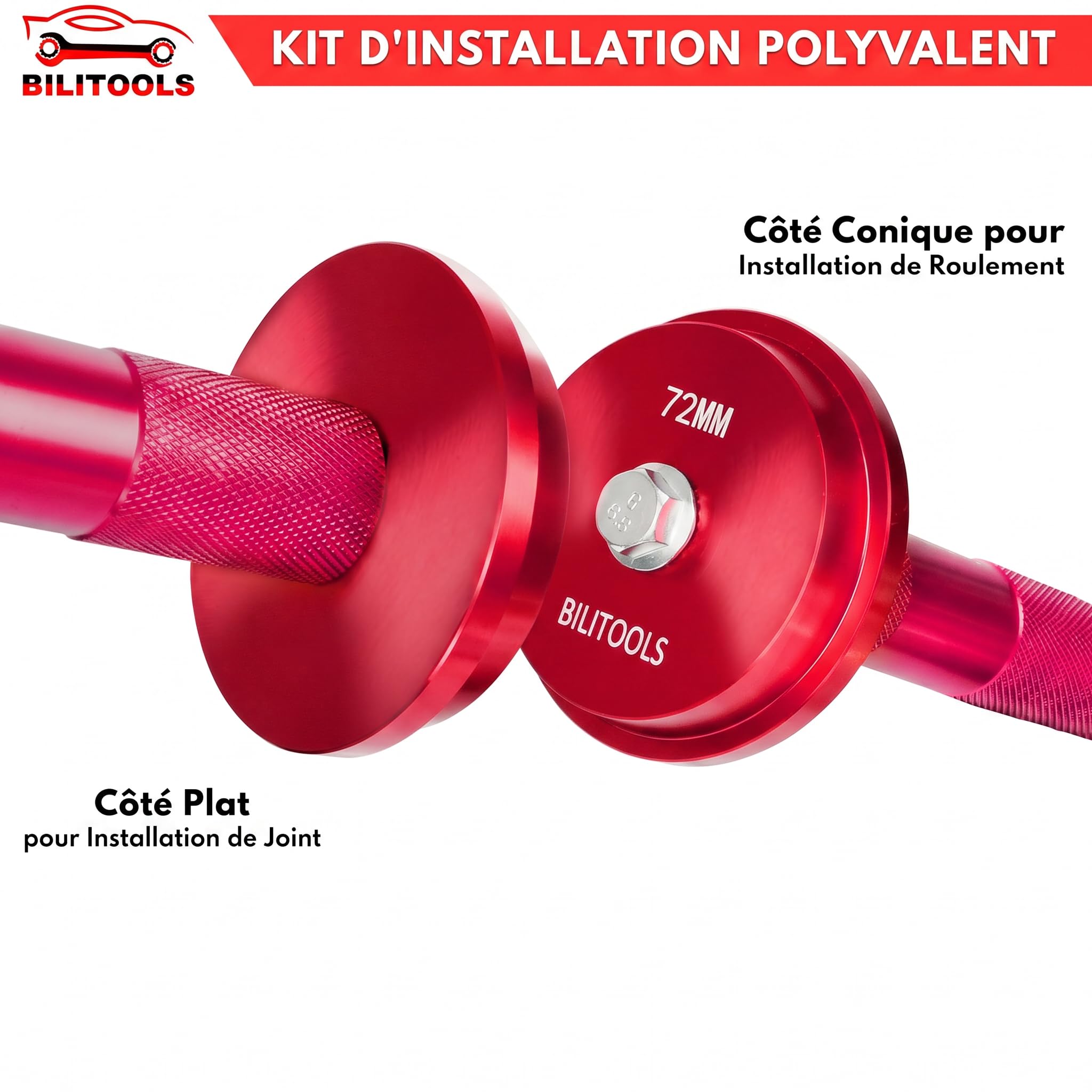 BILITOOLS Kit Presse Roulement 10 Pièces Métrique | Douilles roulement et joint spi, montage moyeu voiture, coffret rangement inclus