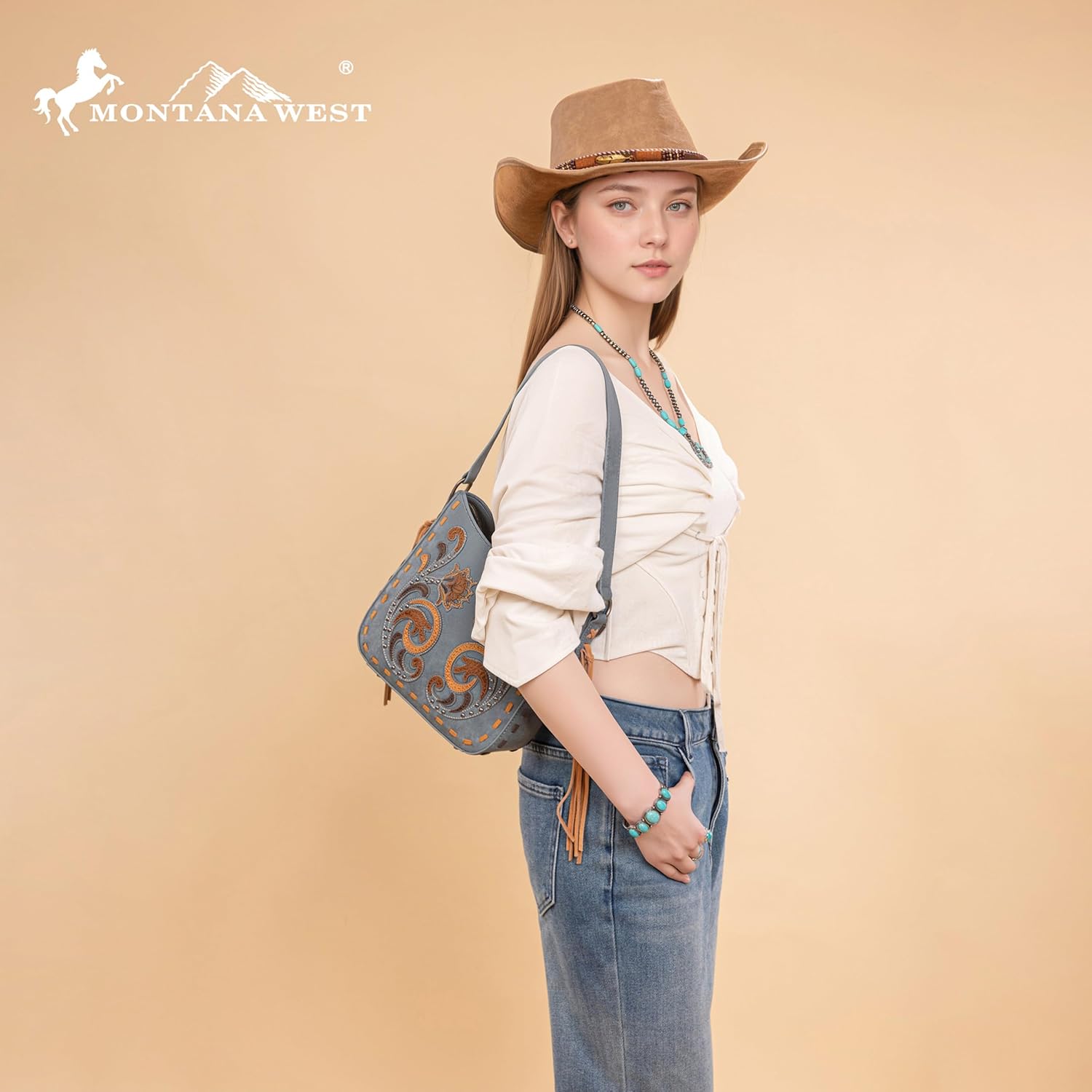 Montana West Western Embroidered Shoulder Bag for Women Vintage Floral Hobo HandBag - Image 3