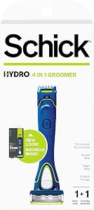 Rasoir Électrique Schick Hydro 5 et Rasoir à 5 Lames pour Hommes avec Peigne Réglable pour Tonte de Barbe