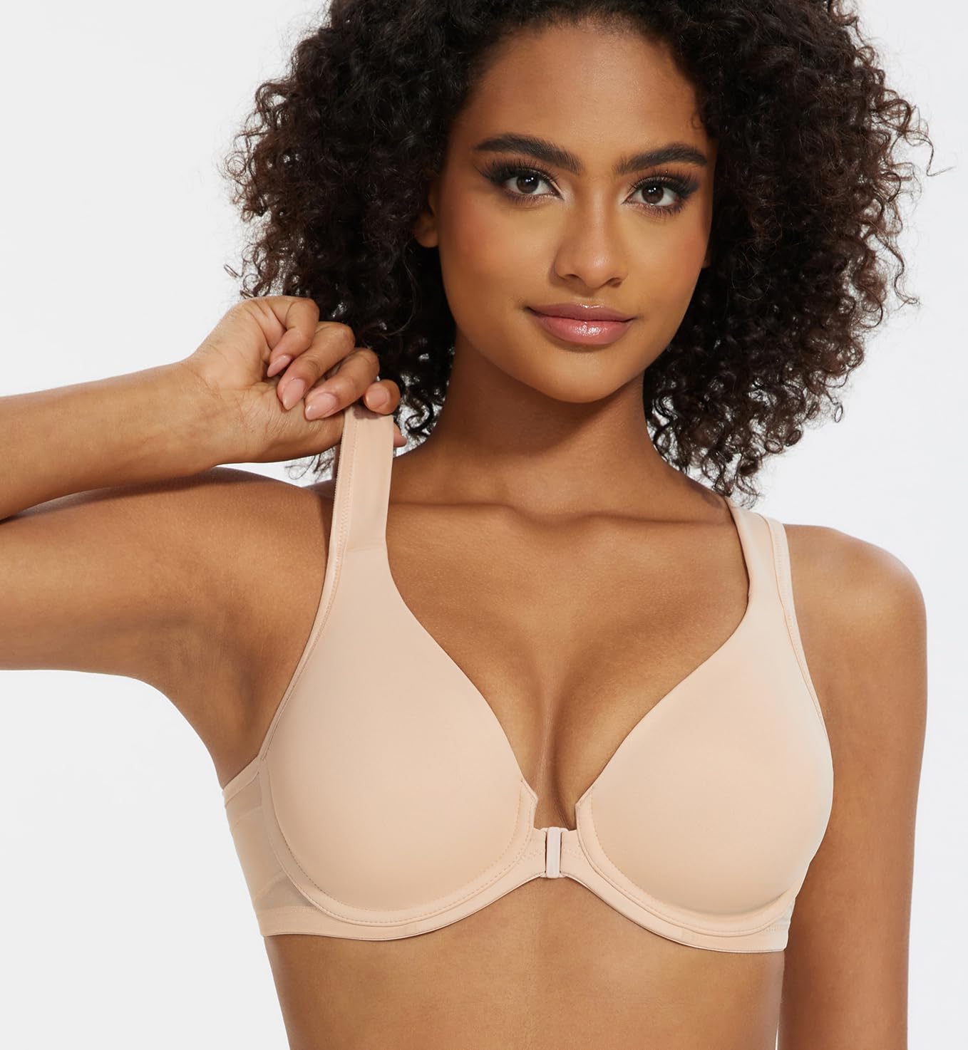 MELENECA Women's Front Closure Bras Plus Size Unlined Underwire Back Support Posture Bra - Image 7