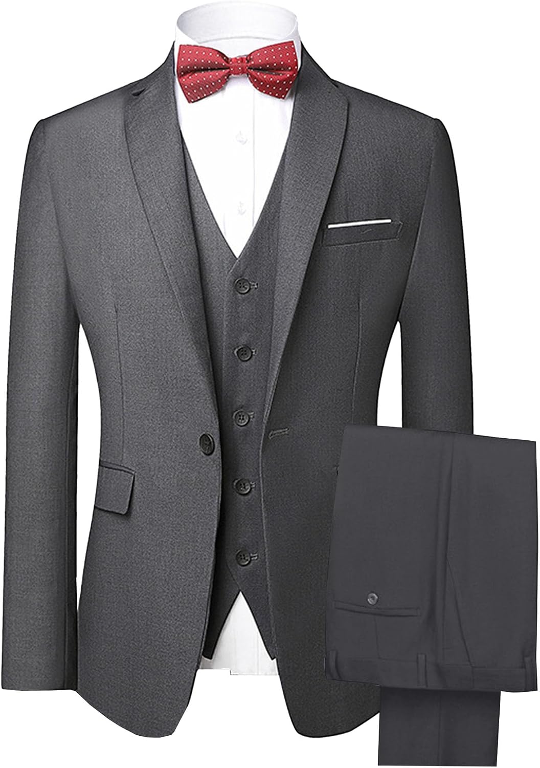 Men's Slim Fit 1 Button Groomsman 3 Piece Suit Single Breasted Party Blazer Vest Pants Business Wedding Prom Suits