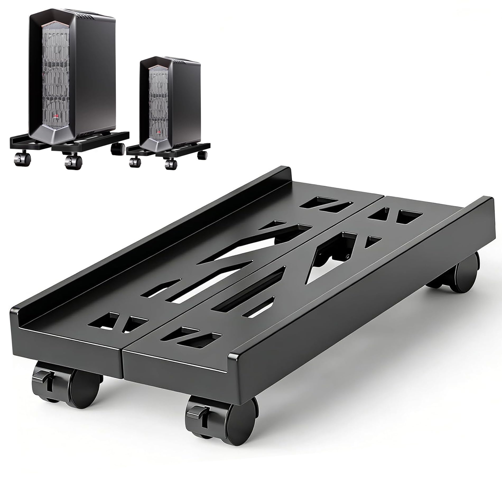 Computer Tower Stand,Hmseng Adjustable Mobile CPU Stand with 4