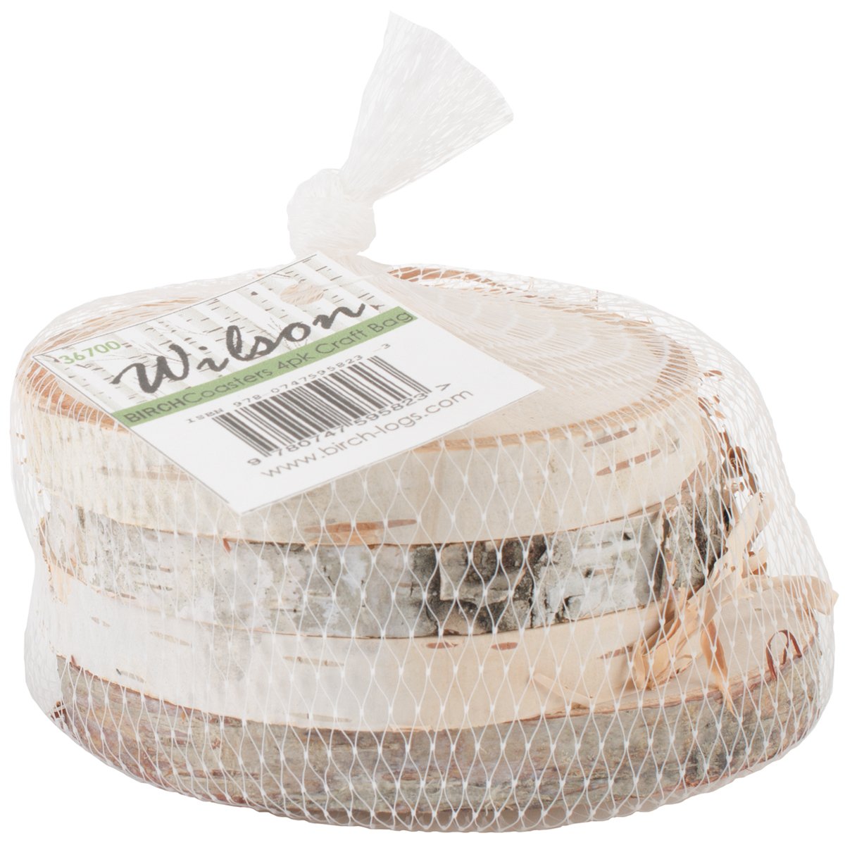 Wilsons Natural White Birch Coasters 4/Pkg-3" To 5"