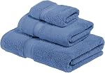 Superior Egyptian Cotton 800 GSM Towel Set, Includes 1 Bath, 1 Hand, 1 Face Towel, Ultra Soft Luxury Towels, Quick Dry, Thick Plush Essentials, Guest Bath, Spa, Bathroom Basic, Gift Sets, Denim Blue