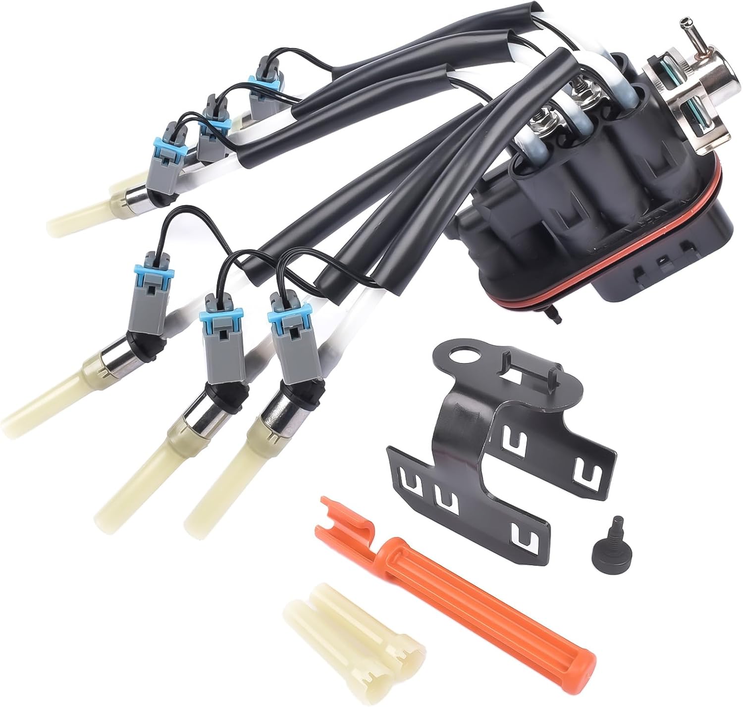 Central Fuel Spider Injector w/Bracket 4.3L V6 Compatible with Chevy Astro Blazer C1500 Express 1500/2500 Silverado 1500 1996-2002 12568332 FJ10565 19210688