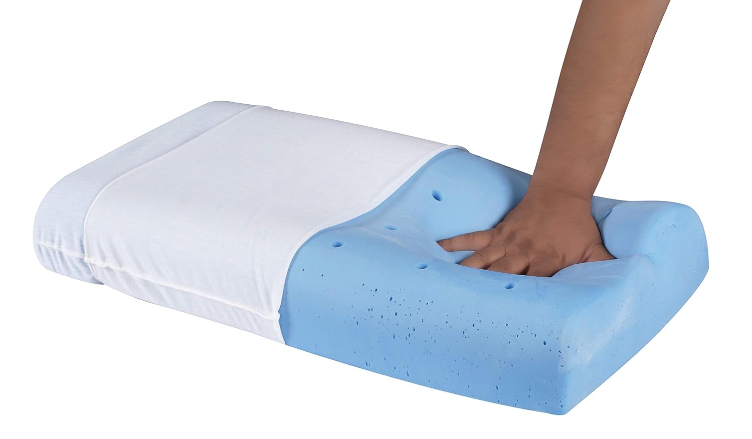 Metron Contour Gel Blue Memory Foam Visco Elastic Soft Bed Pillow for