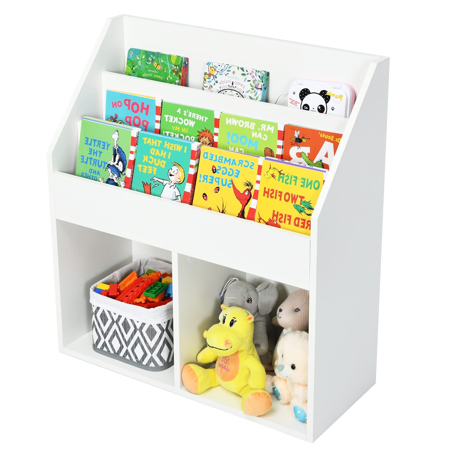 Buy Kids Bookshelf with 2 Large Cubes, 2in1 Space Saving Book Rack for Kid’s Bedroom, Perfect