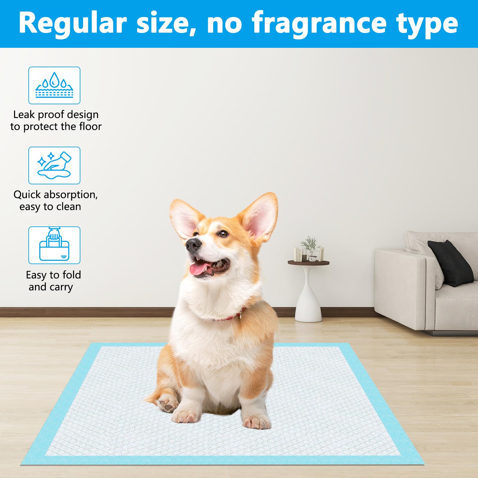 100 Stück PIPI Matten für Hunde und Welpen, 60 × 60cm Trainingspads, Wickelunterlagen Baby Geeignet Pinkelmatte Training, Auslaufsicheres 6-Lagiges Design, Sehr Schnelle Absorption (M)