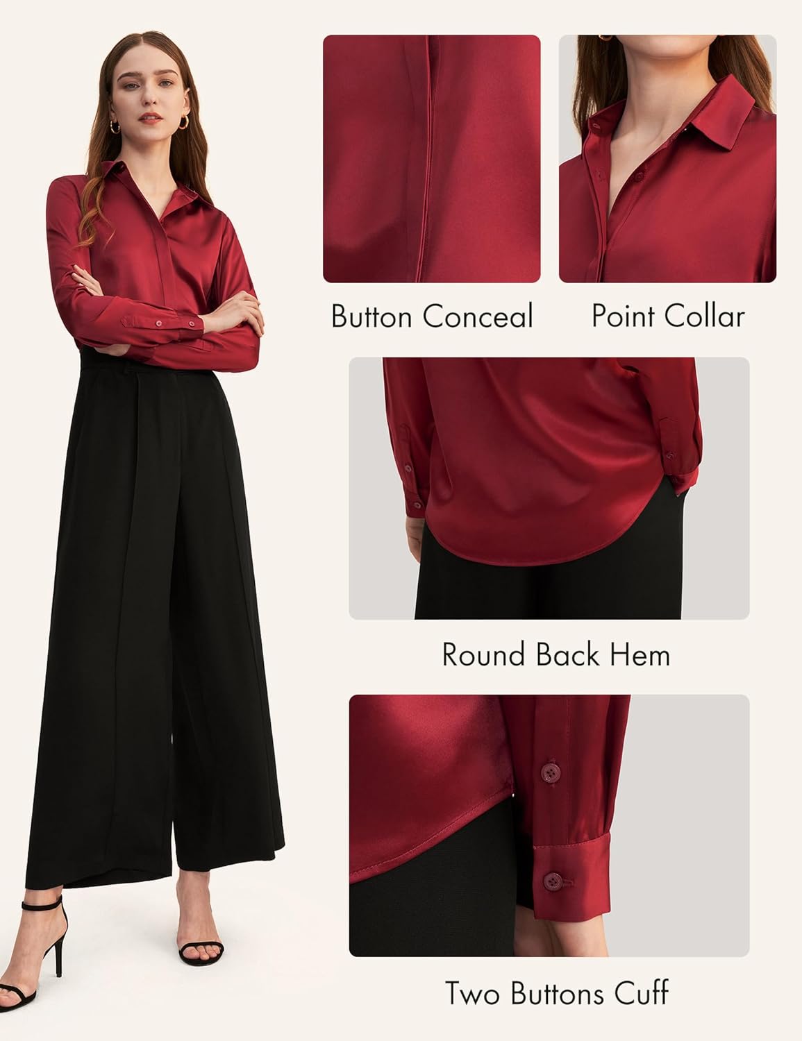 LilySilk Silk Blouse for Women 100% Pure Silk Long Sleeves Cool Smooth Tops - Image 4