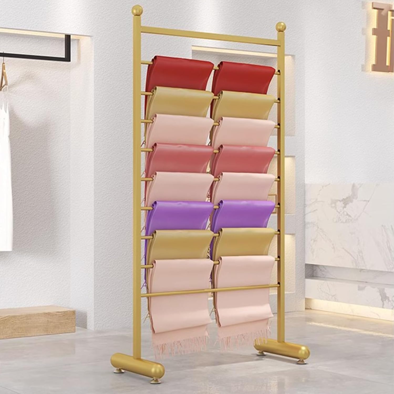 SOYDAN 8 Tier Freestanding Scarf Rack, Commercial Scarves
