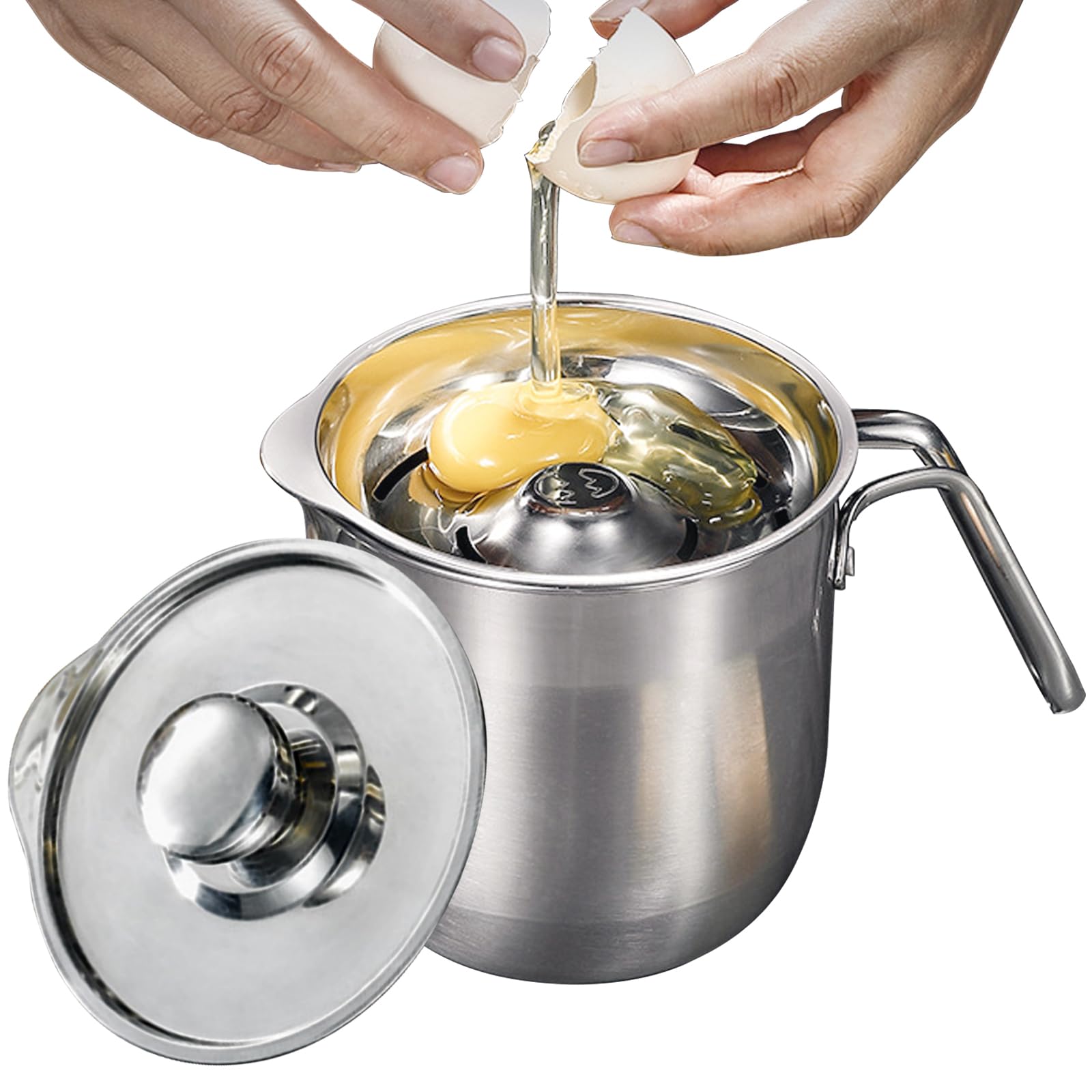 Pure Vie Separatore Uova Acciaio Inox, Separatore Albume Tuorlo, Facile Pulizia, Adatto per Uova Grandi, Filtro per Setacciare Gli Albumi Professionale Strumento Cucina Veloce, 1500ML