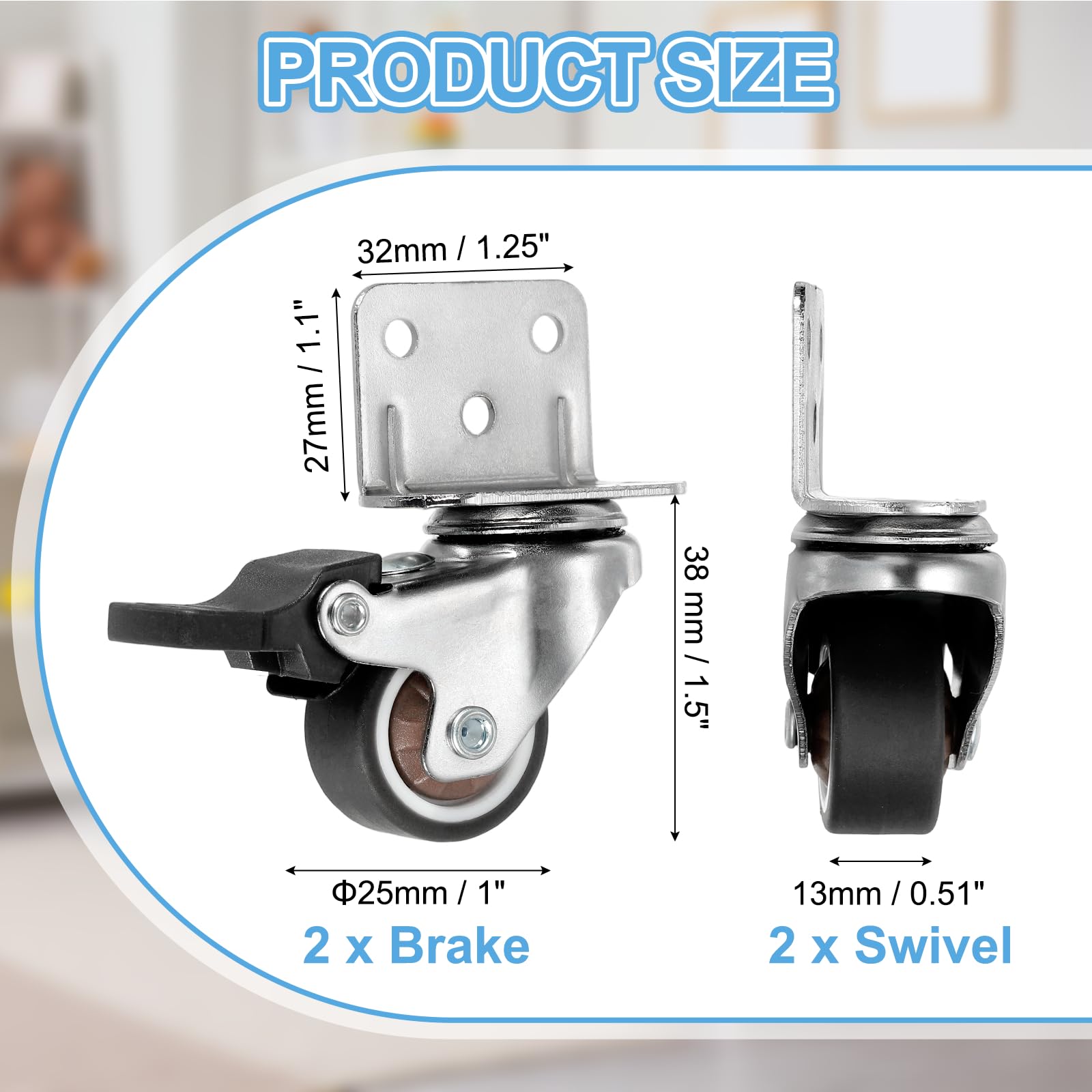 PATIKIL 1 Inch Caster Wheels - Image 2