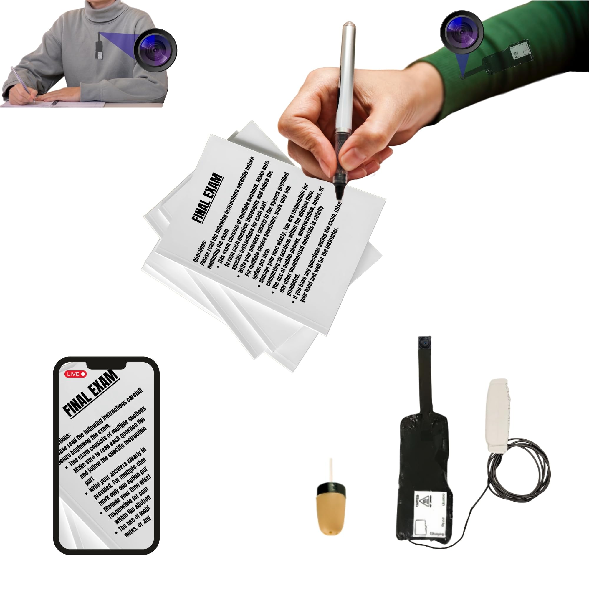 PingaOculto Mini Camara Espia Oculta WiFi con Auricular Inalambrico Invisible para Movil - Lente Camuflada en Boton y Control Remoto (Cámara WiFi Pro Batería Ampliada + Pinganillo VIP Pro Supermini)