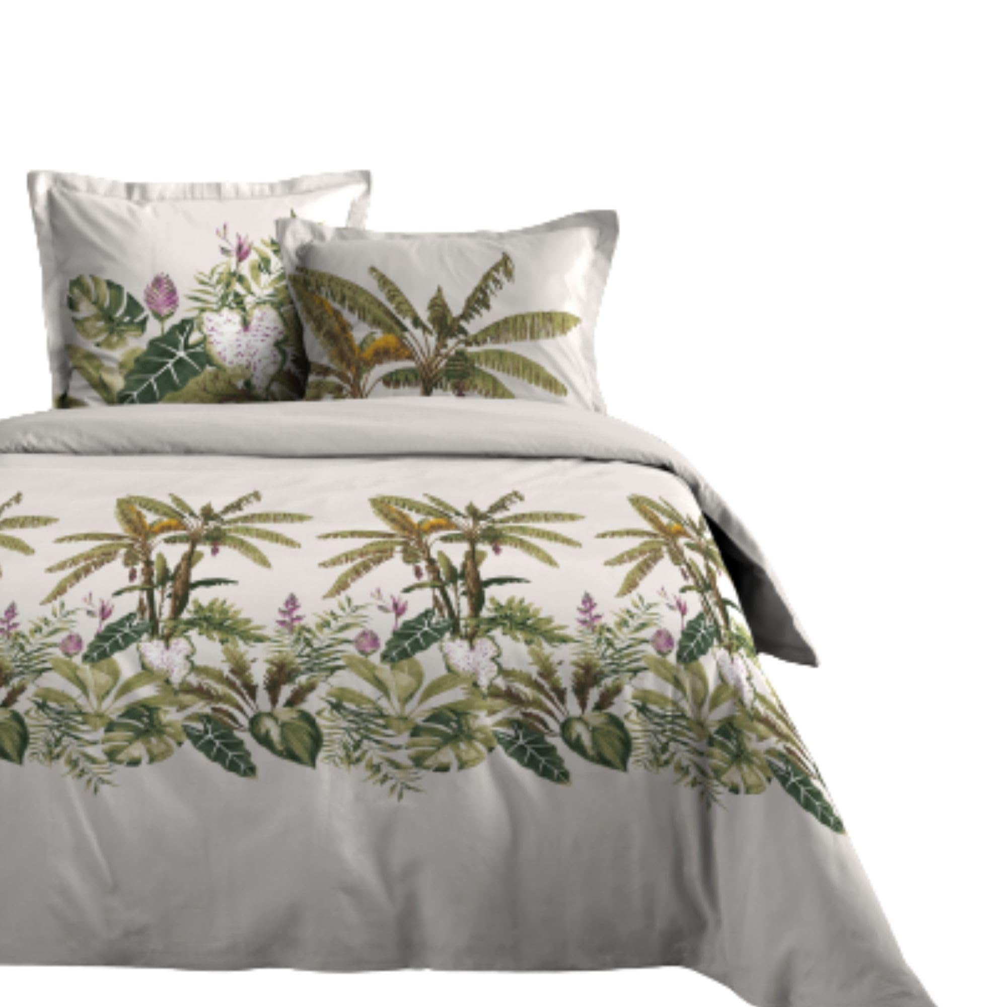 Stof – Juego de Funda nórdica de 240 x 220 cm y 2 Fundas de Almohada de 63 x 63 cm, 100% algodón de 57 Hilos, Certificado Oekotex, exótico, Verde, Natural, Palmera