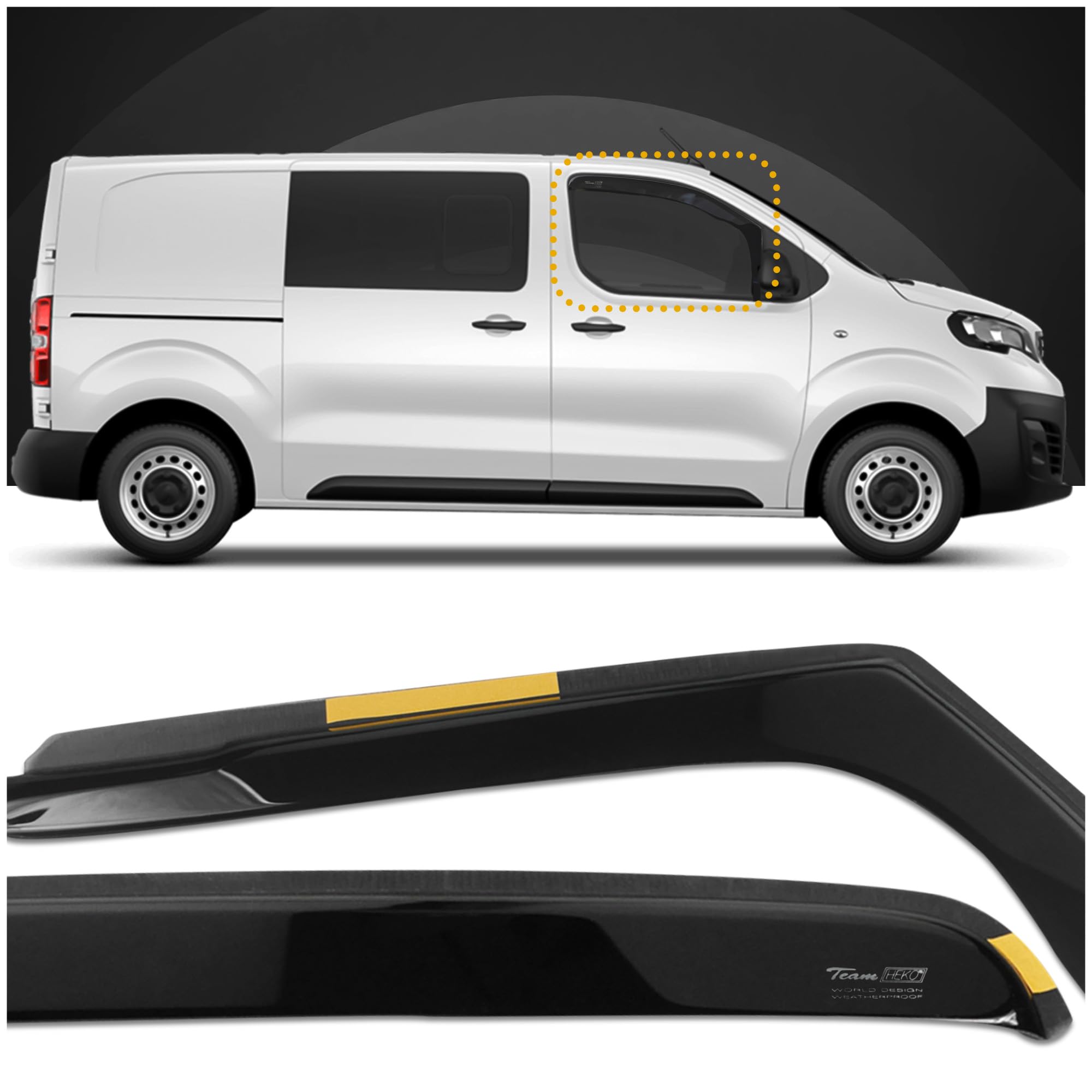 HEKO - Compatibles avec Citroen Jumpy 2007-2015 Déflecteurs de Vitres Latérales ; Déflecteurs Latéraux ; Avant ; Deux Pièces ; Déflecteurs de Pluie, Teintés, Aérodynamiques ; Montage simple et rapide