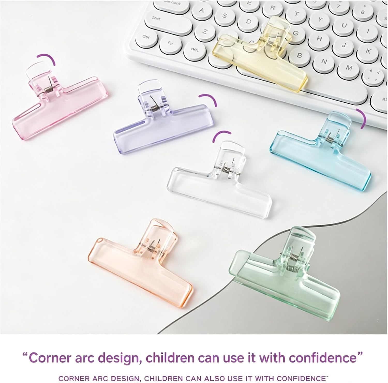 21 PCS Cute Bag Clips for Chip, Colorful Plastic Bag Clips, Wide Mouth Seal Clamp,Transparent Air Tight Sealing for Snack Bags, Coffee, Flour, Pet Food, Kitchen Organization(7 Colors)