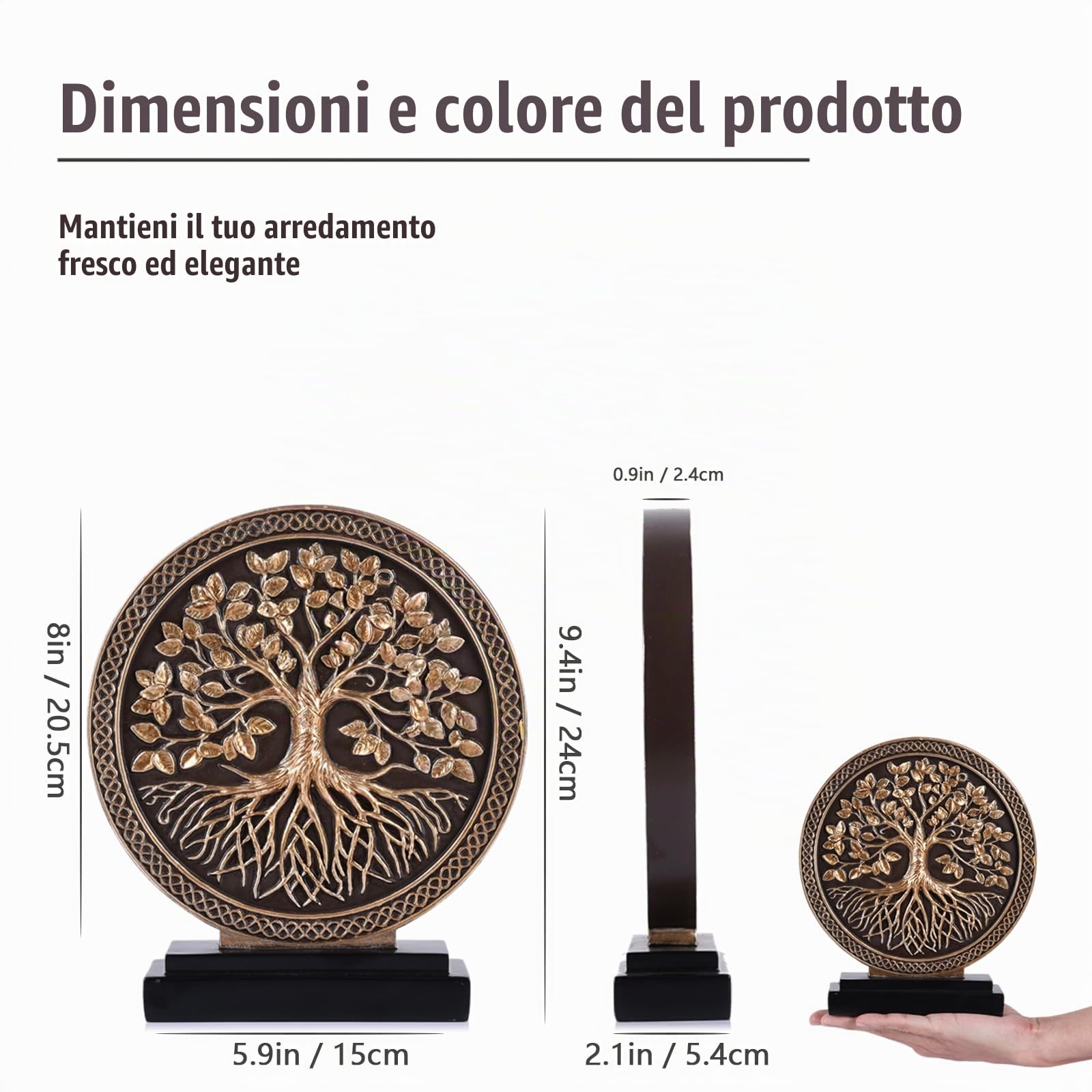 Scultura a forma di albero della vita, decorazione per la casa, sopra l'armadio della cucina, stile bohémien, decorazione per mensole, statua rotonda per libreria Credenza rustica shabby chic