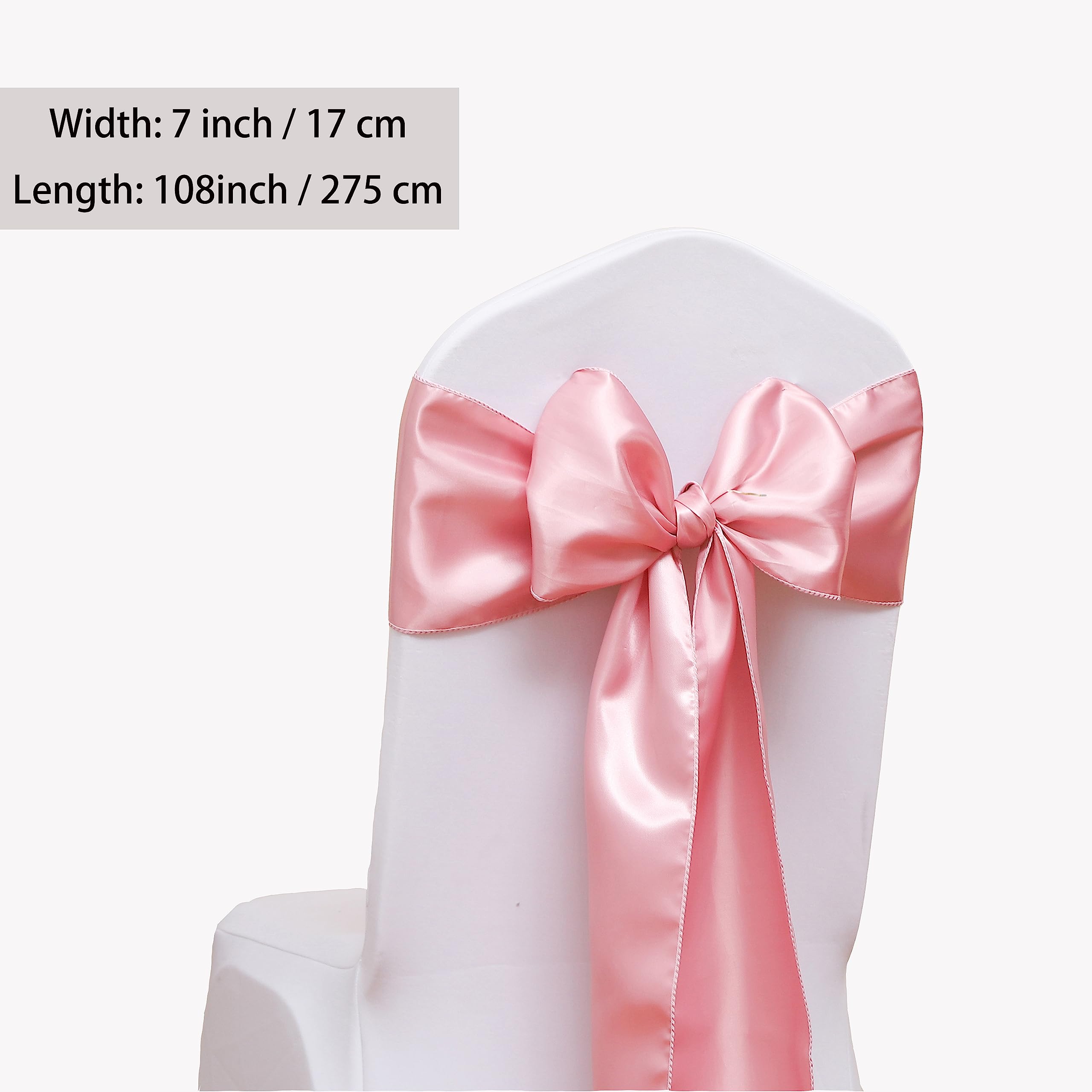Stuhlschärpen aus Satin, für Geburtstag, Hochzeit, Party, Babyparty, Dekoration, Altrosa, Satin-Stühle, Schleifen, Schärpen für Klappstühle, Bankett, Stuhl, 50 Stück