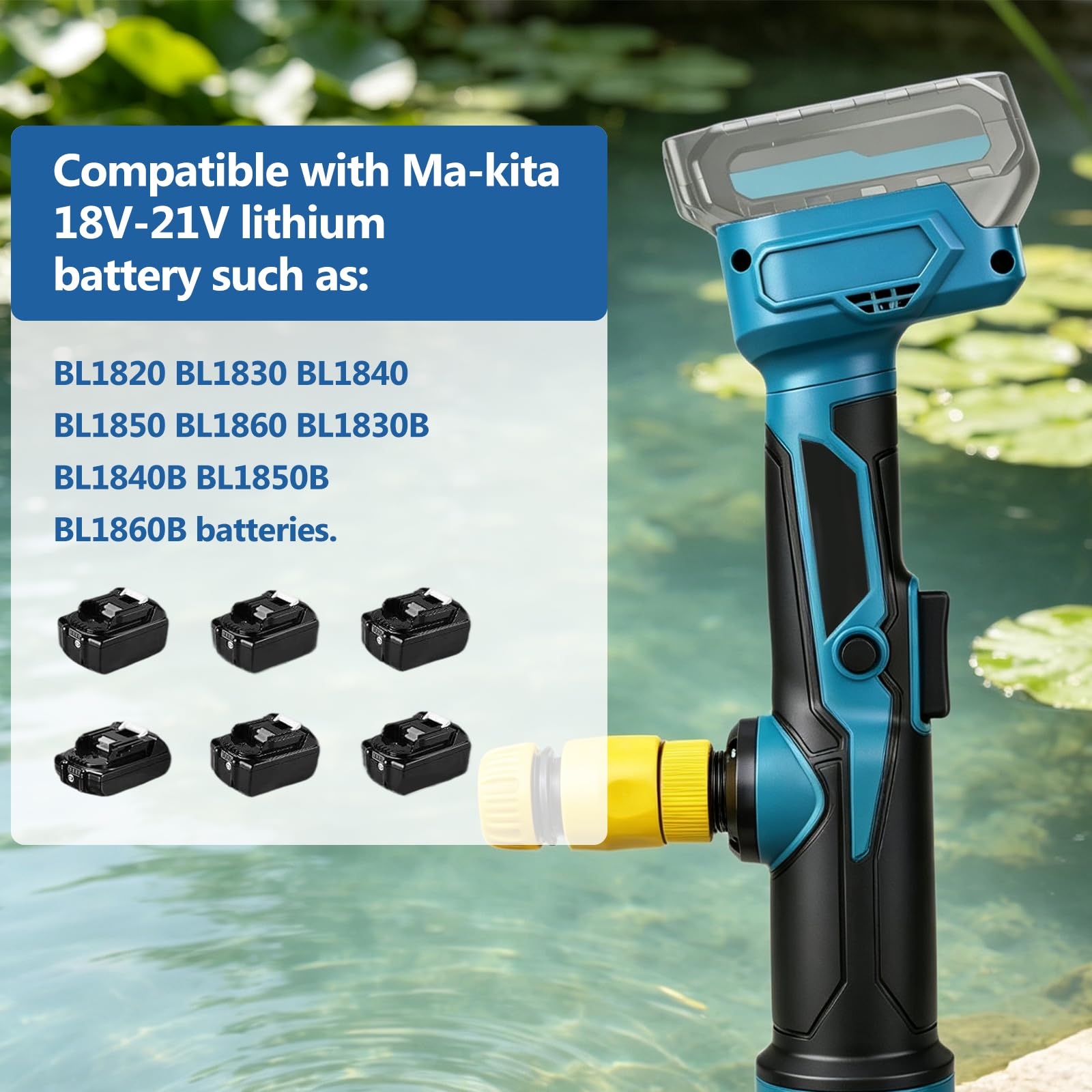 Bomba de transferencia de agua compatible con la batería de 18 V de Makita Bomba para depósitos de agua de lluvia Altura de elevación 3M 3600L/H 19000 RPM para piscina, jardín y estanque