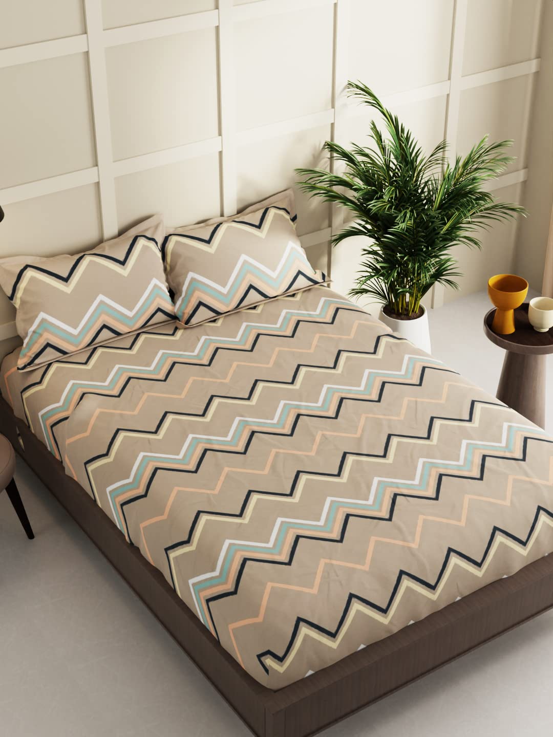BIANCA 152 TC Extra Smooth Micro Double Bedsheet with 2 Pillow Covers -3Pc Set (Lavogue) Geometrical -Lt.Brown (B0C2ZPL85M) Amazon Price History, Amazon Price Tracker