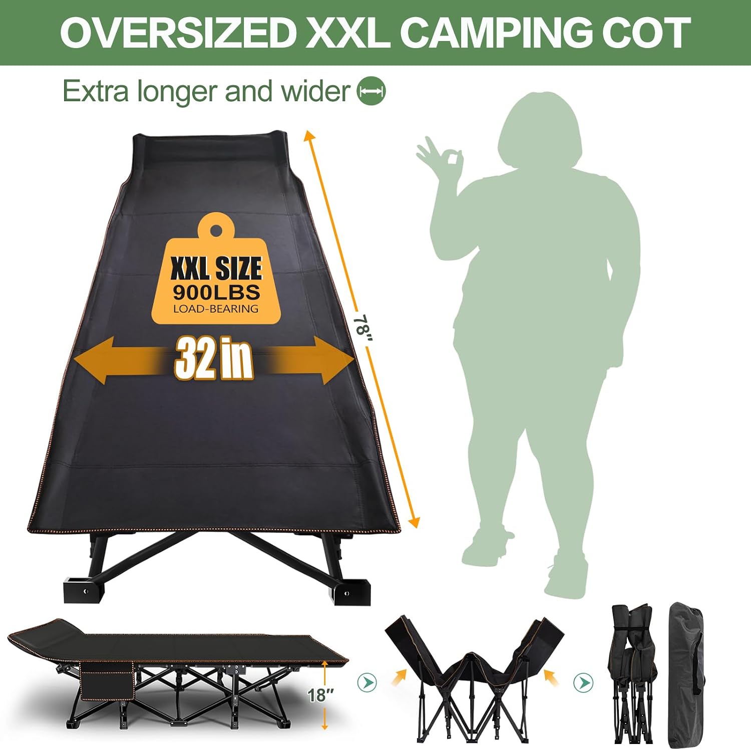 Barbella Folding Camping Cot, Folding Cot Camping Cots for Adults, Portable Sleeping Cot with Mattress Foldable Outdoor Bed Camp Cots Guest Bed with Carry Bag for Home, Office & Outdoor Use
