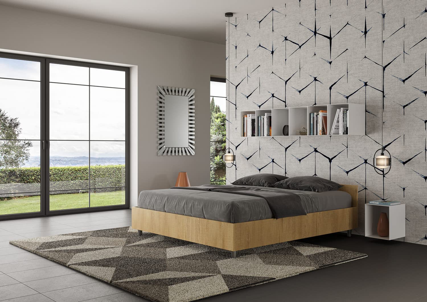 Letto matrimoniale contenitore 160x190 quercia