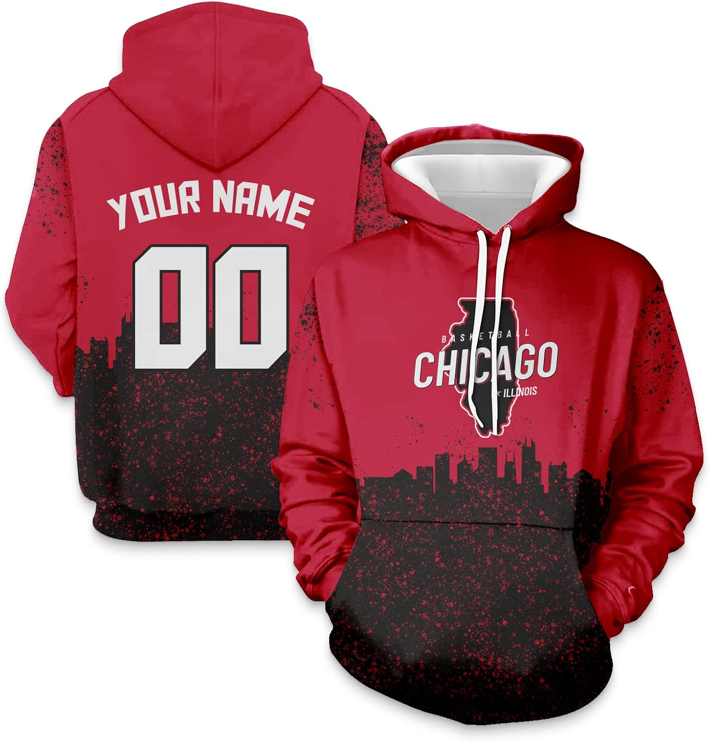 Custom Hoodies for Men Basketball City Hip Hop Pullover Gifts for Men Hooded Sweatshirt Name & Numbers Personalized