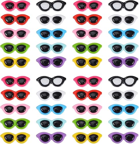 STOBOK 40 piezas de mini lentes de sol, manualidades, accesorios de carcasa de teléfono, resina colorida, dije exquisito de aceite de goteo,
