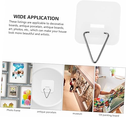 Miniatura 9 de 100 piezas de gancho para colgar abrigos de pie, soportes de pared, caballete de arte montado en la pared, colgador adhesivo para colgar platos,