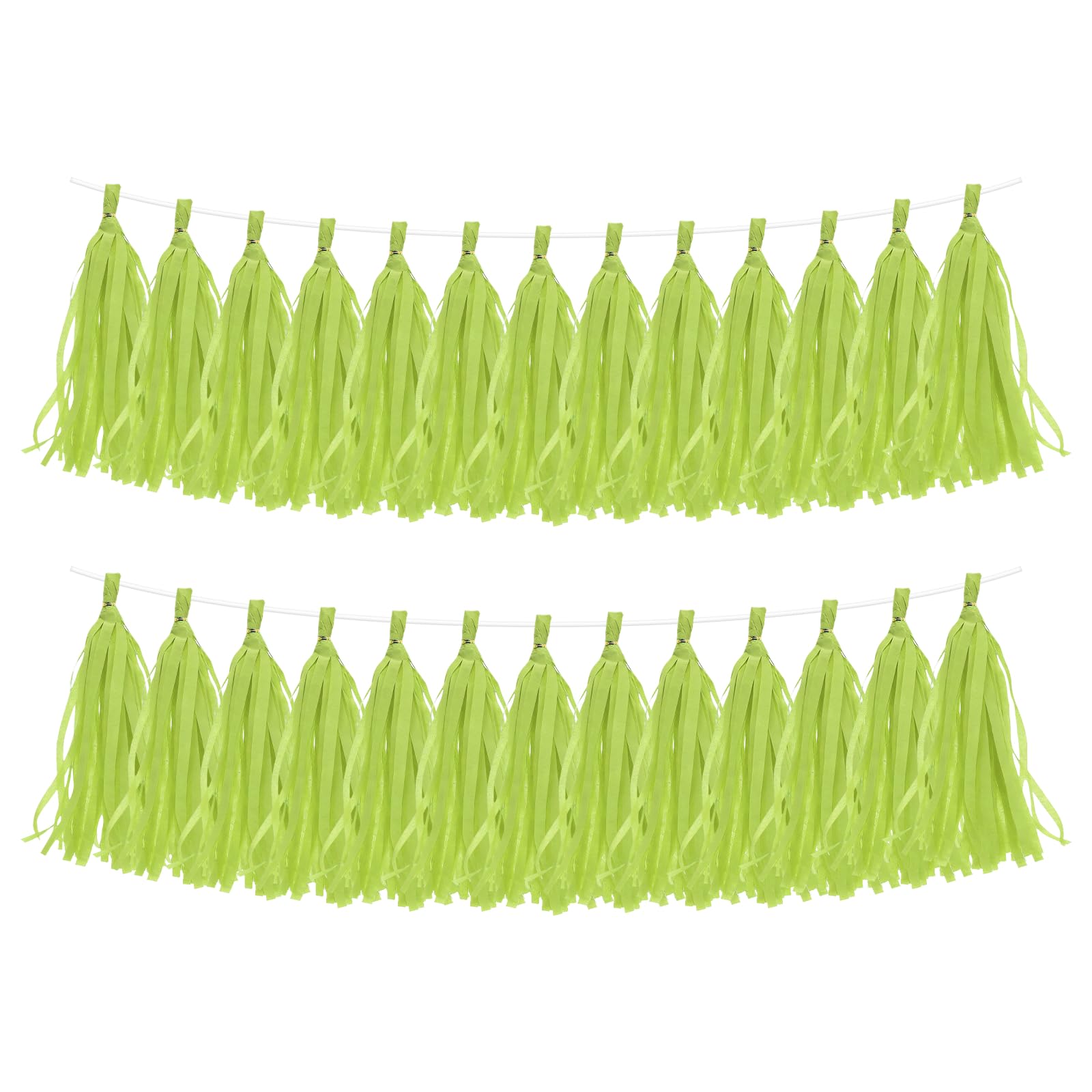 sourcing map 30Pcs Paper Tassels Garland, Tassel Garland Banner with Rope and Tie Wire for Party Decorations Wedding Decorations Football Party Engagement Decor DIY, Light Green — image 1