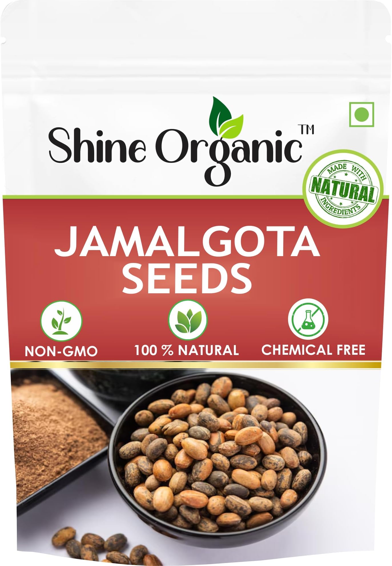 Shine Organic Jamalgota Seeds For Hair, Croton Seed | Croton Tiglium Seed | Jamalghota Seed | Jamalgota Beej | Jamalghota Beej | Jamal gota Seeds | Make Paste (60 gm)
