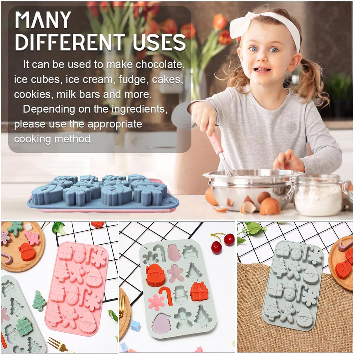 2 Stampi In Silicone Per Cioccolato Natale Con 6 Cavità - Stampi Natalizi A Tema: Albero, Pupazzo, Babbo Natale, Per Torte, Gelatine E Sapone - Mein HERZ