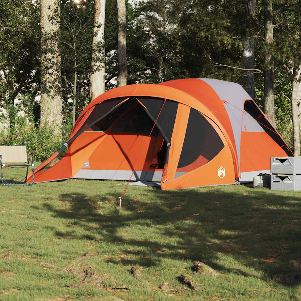 Solivagant Tente familiale Tunnel 6 Personnes Gris et Orange imperméable,(9.41 KG)