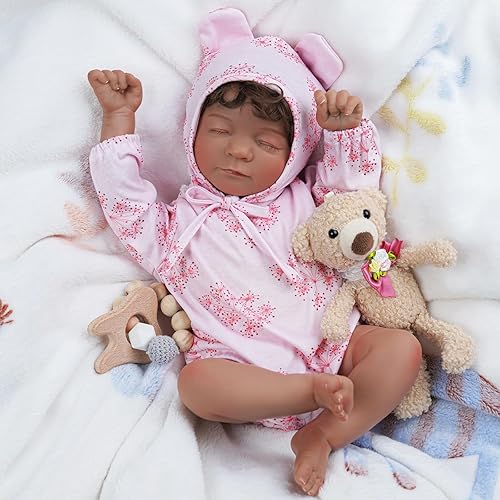 Miniatura 5 de BABESIDE Muñecas realistas de bebé Reborn Black Nate, de 17 pulgadas, suaves, de cuerpo completo, realistas, muñecas de bebé recién nacidas, muñecas